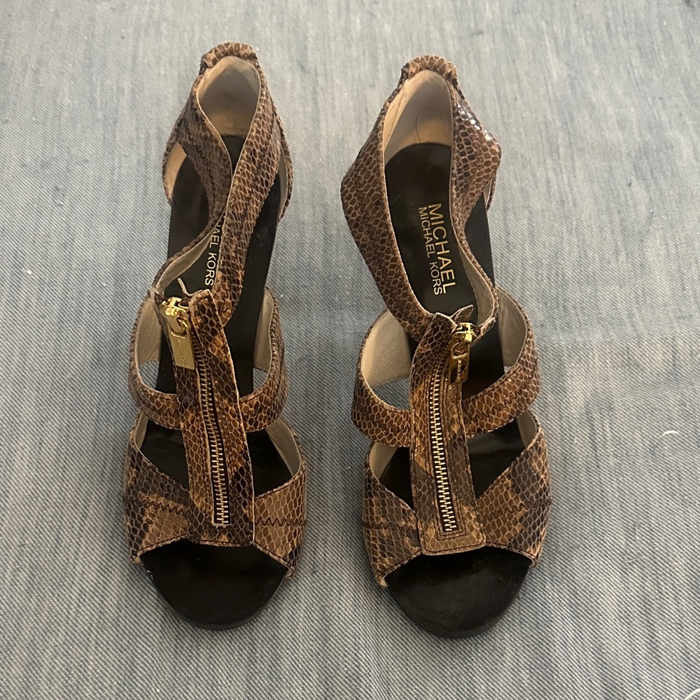 Michael Kors Tan Snake Print Heels